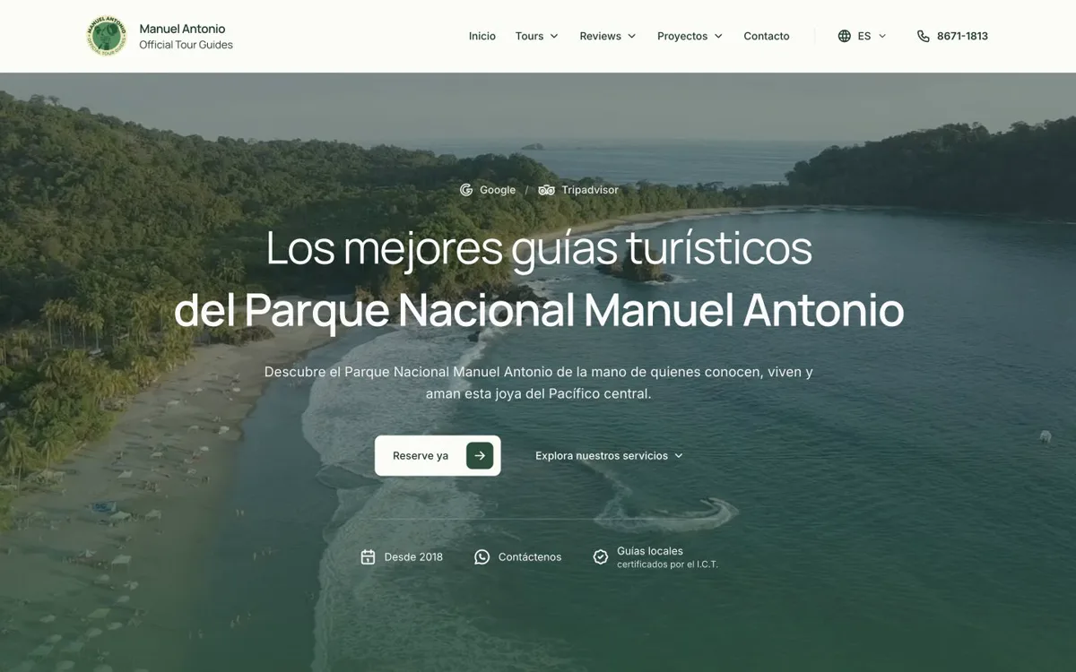 Vista del proyecto Manuel Antonio Official Tour Guides